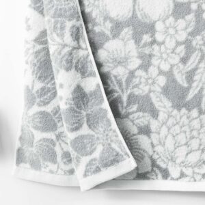 今治 バスタオル 先染め ジャガード 花柄 グレー 1枚セット まとめ買い 約60×110 cm ベビー タオル バスタオル かわいい 今治製