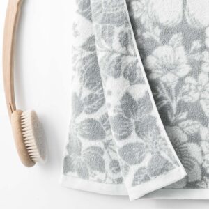 今治 バスタオル 先染め ジャガード 花柄 グレー 3枚セット まとめ買い 約60×110 cm ベビー タオル バスタオル かわいい 今治製