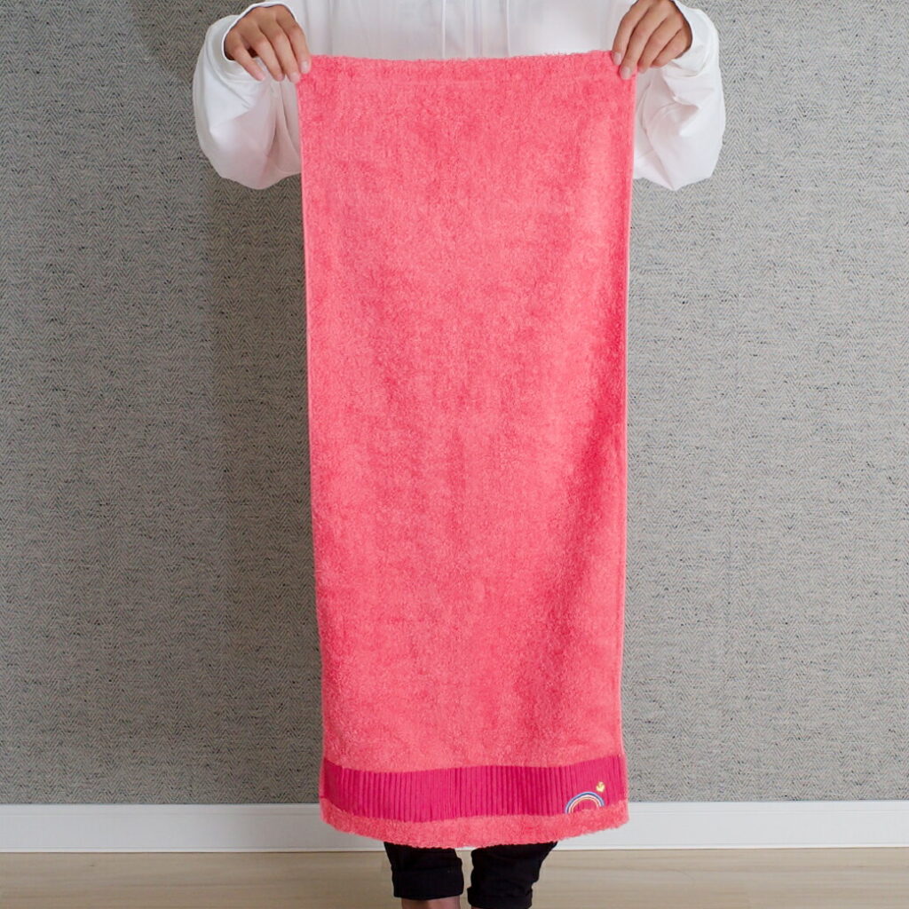 今治 レインボー ホテルタオル ( フェイスタオル ) ピンク ( 1枚のみ ネコポス 送料無料 ) 日本製 かわいい 刺繍入り 刺繍 虹 ecomoco100